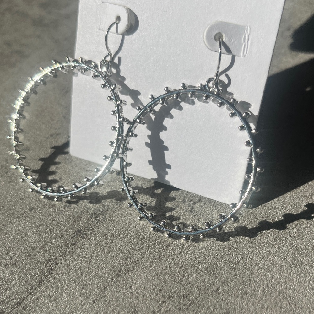 Silver Dotted Hoop Earrings | Marilyn Schiff